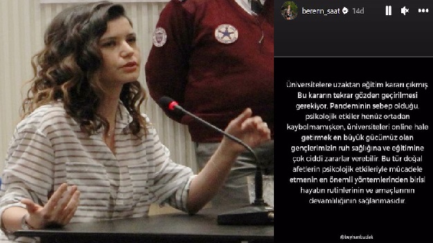 Beren Saat uzaktan eğitime karşı